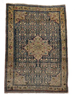 Lot 1355 - Bidjar rug, Iranian Kurdistan, the deep indigo Herati field centred by a pale lemon flowerhead...