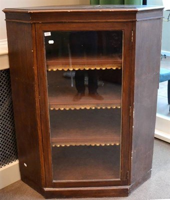 Lot 1400 - A 19th century freestanding glazed corner cabinet, with three leather trimmed fixed shelves and...