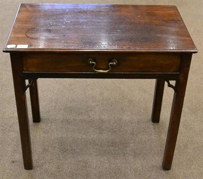 Lot 1428 - A George III mahogany side table, late 18th century, with a single frieze drawer, above...