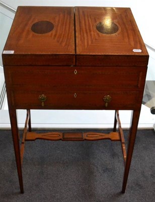 Lot 1445 - A late 19th century satinwood parquetry and tulipwood banded, cedar lined dressing table, two...