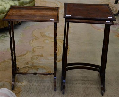 Lot 1456 - A nest of two rosewood nesting tables, late 19th century, raised on elegant spindle turned...