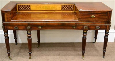 Lot 1465 - A Regency mahogany sideboard, converted from a square piano, labelled New Patent, Astor &...