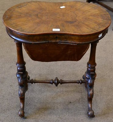 Lot 1473 - ^ A Victorian figured walnut kidney shaped work table, circa 1870, the hinged lid with...