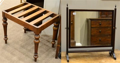 Lot 1482 - ^ A Victorian mahogany luggage stand, raised on turned and fluted legs, 60cm wide; a 1920/30's...