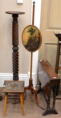 Lot 1496 - ^ An Edwardian walnut Sutherland table, raised on turned tapering legs, 60cm wide; an early...