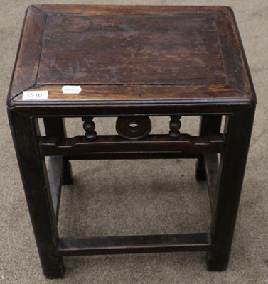 Lot 1516 - ^ A Chinese hardwood plant stand/side table, late 19th century, with decorative hump back...