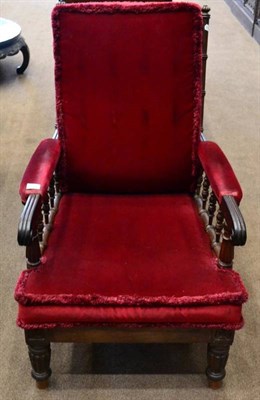 Lot 1532 - A Regency rosewood framed armchair in the manner of Gillows, early 19th century, recovered in...