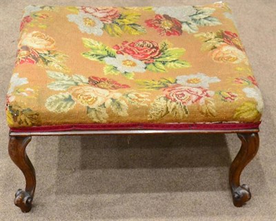 Lot 1542 - A Victorian rosewood framed dressing stool circa 1870, with later floral needlework fabric,...