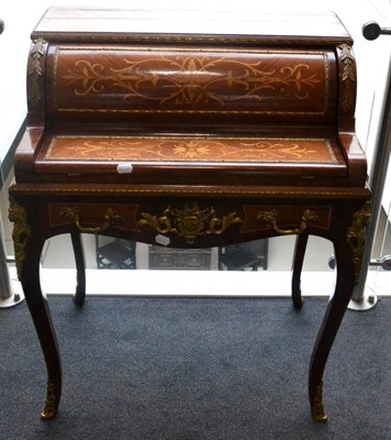 Lot 1549 - A Louis XIV style Kingwood mahogany and gilt metal mounted writing desk, tamour front with...