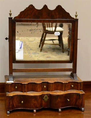 Lot 1579 - An 18th century walnut dressing table mirror with shaped pediment to base, three small drawers...