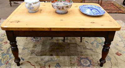 Lot 1627 - A 19th century pine top table with drawer stamped R Simpson, 153cm long