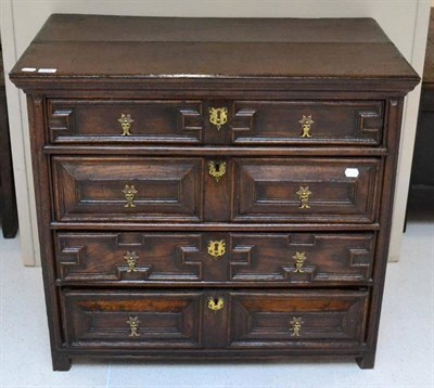 Lot 1645 - A late 17th century geometric moulded four drawer chest, 92cm wide