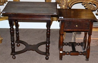 Lot 1686 - An oak side table of small proportions fitted with a single frieze drawer, raised on turned spindle