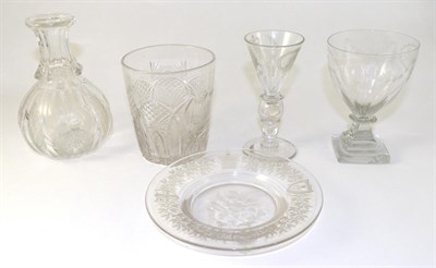 Lot 5 - A Glass Goblet, circa 1830, the semi-fluted ovoid bowl inscribed SUCCESS TO THE TOWN AND TRADE...