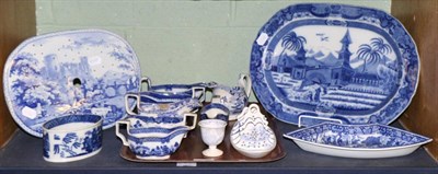 Lot 15 - A Pearlware Drainer, circa 1820, printed in underglaze blue with a view of Barnard Castle, 33cm...