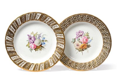 Lot 37 - A Derby Porcelain Plate, circa 1800, painted with flower sprays within a gilt foliate panel border