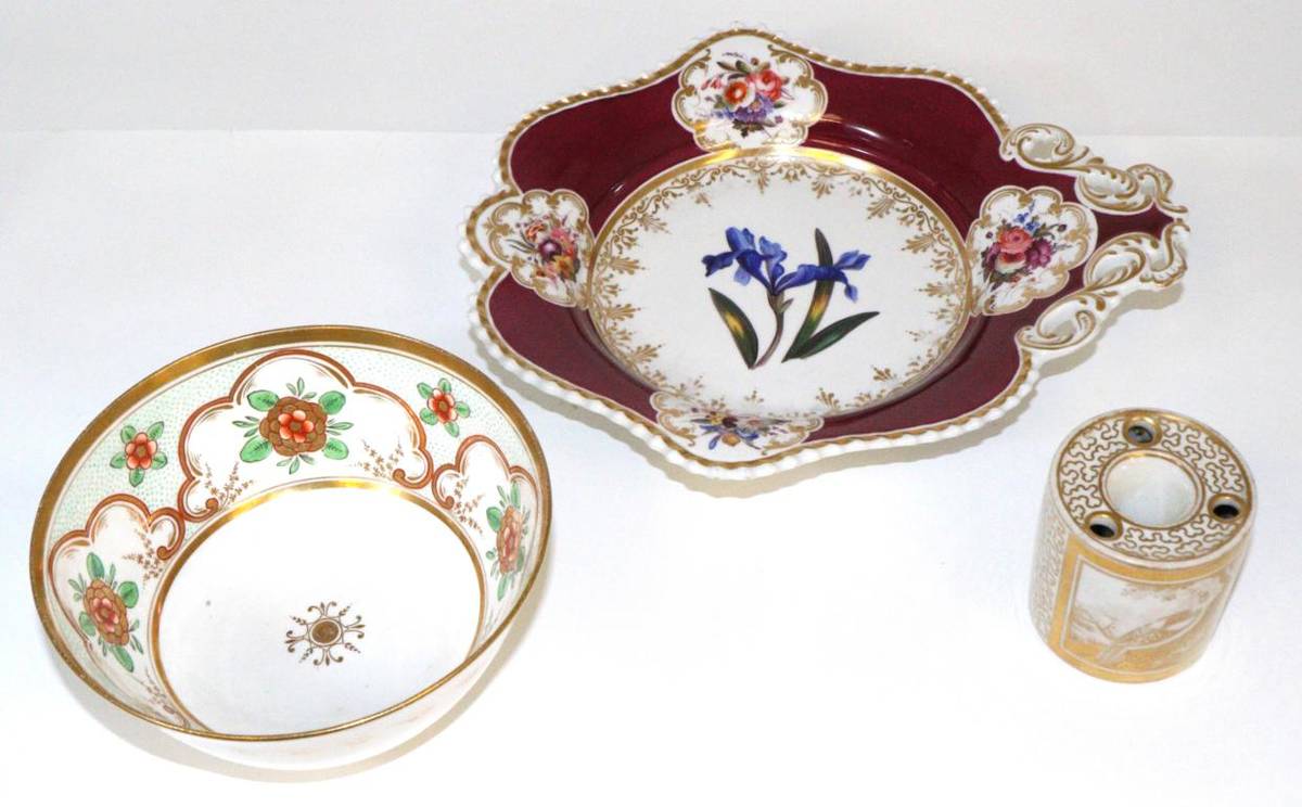 Lot 46 - A Swansea Porcelain Slop Bowl, circa 1815, painted with stylised flowerheads in ogee panels on...