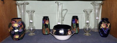 Lot 51 - A Pair of Royal Stanley Ware Vases, circa 1925, decorated with tulips, printed marks, 22cm...