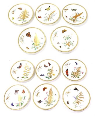 Lot 54 - A Set of Eleven Royal Worcester Porcelain Dessert Plates, circa 1880, painted and gilt with...