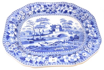 Lot 61 - A Spode Pearlware Meat Platter, circa 1815, of canted rectangular form, printed in underglaze...