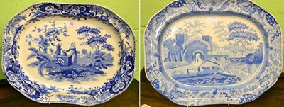 Lot 62 - A Spode Pearlware Meat Platter, circa 1815, printed in underglaze blue with the Tower pattern,...