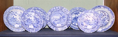 Lot 69 - A Pair of Spode Pearlware Dessert Plates, circa 1820, printed in underglaze blue with the...