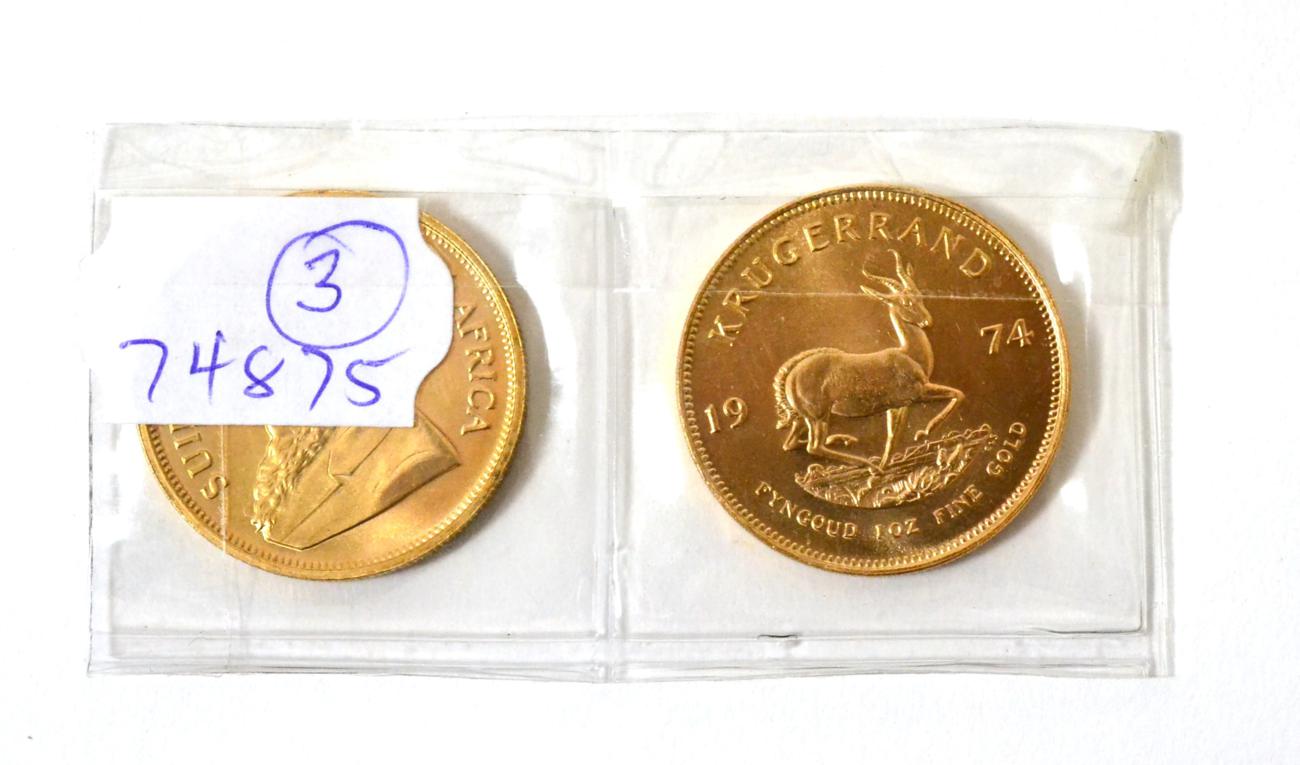 Lot 86 - Two South Africa Krugerrands 1974 BU