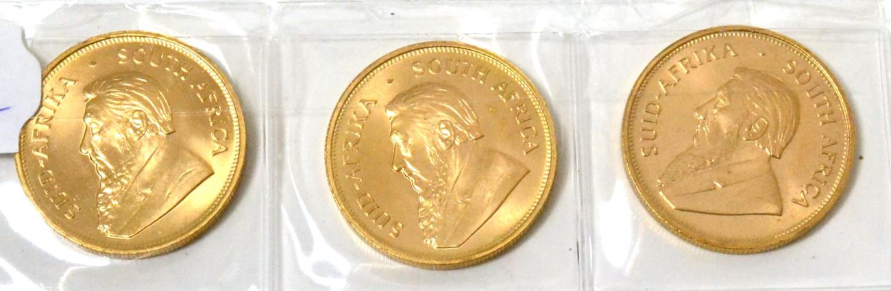 Lot 87 - Three South Africa Krugerrands 1974 BU