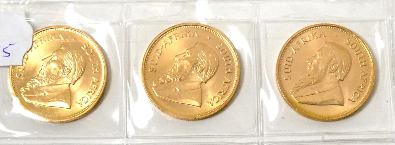 Lot 88 - Three South Africa Krugerrands 1974 BU
