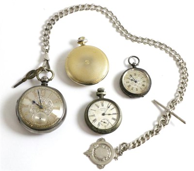 Lot 101 - A Silver Pocket Watch, silvered dial with Roman numerals, seconds dial, London hallmark 1868,...