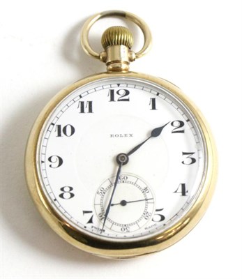Lot 108 - A 9ct Gold Open Faced Pocket Watch, signed Rolex, 1931, lever movement signed and numbered 5201651