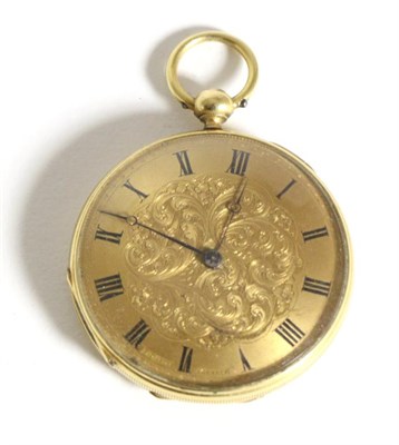 Lot 110 - A Lady's Fob Watch, signed Raffin, A Geneve, circa 1870, cylinder movement, gold coloured dial with
