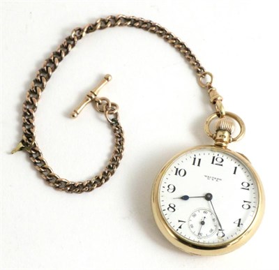 Lot 113 - A 9ct Gold Open Faced Pocket Watch, signed Waltham, 1921, lever movement signed and numbered...
