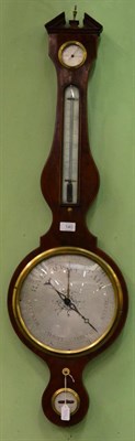 Lot 140 - A Mahogany Wheel Barometer, signed Pozzi & Co, circa 1820, broken arched pediment, hygrometer,...