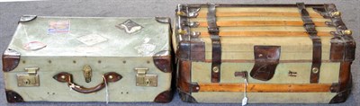 Lot 192 - Two Vintage Canvas, Brown Leather and Wooden Bound Travel Cases, one labelled The Victoria,...