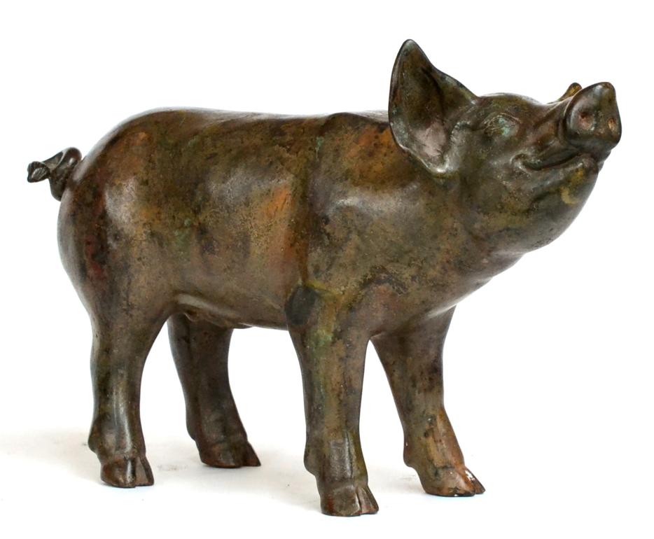 Lot 360 - ~ A Patinated Bronze Figure of a Pig,