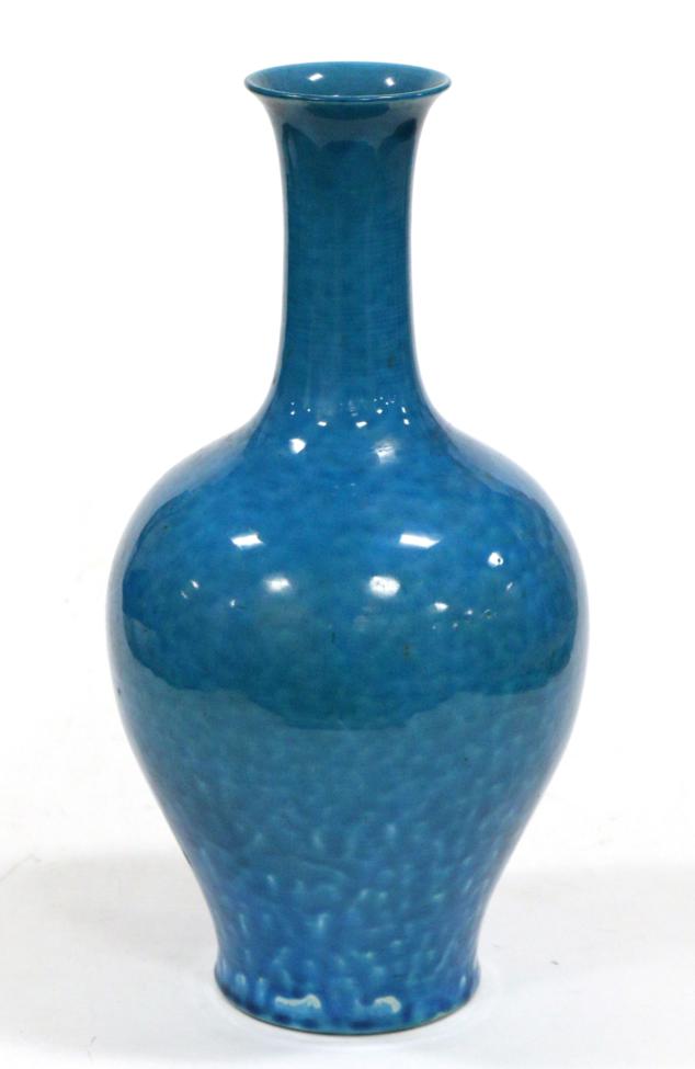 Lot 7 - A Chinese Turquoise Ground Bottle Vase, 19th century, of baluster form with slender trumpet...
