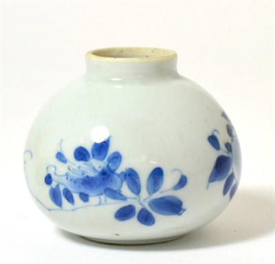 Lot 22 - A Chinese Porcelain Water Pot, Qing Dynasty, of ovoid form, painted in underglaze blue with...