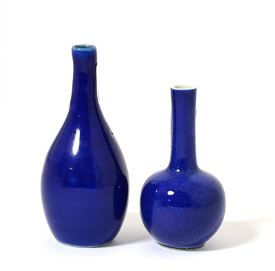 Lot 33 - A Chinese Blue Ground Bottle Vase, Qing Dynasty, with tall slender neck, 11cm high; and A...