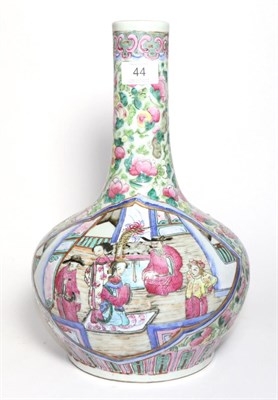 Lot 44 - A Cantonese Porcelain Bottle Vase, 19th century, typically painted in famille rose enamels with...