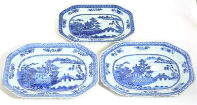 Lot 59 - A Pair of Chinese Porcelain Small Platters, Qianlong, of canted rectangular form painted in...