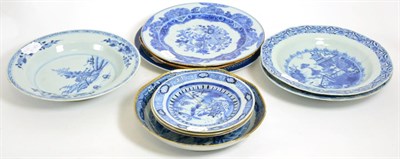 Lot 66 - A Pair of Chinese Porcelain Soup Plates, Qianlong, painted in underglaze blue with landscapes, 23cm