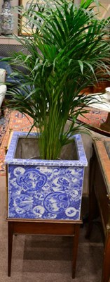 Lot 75 - An Arita Porcelain Cistern, 19th century, of rectangular form, painted in underglaze blue with...