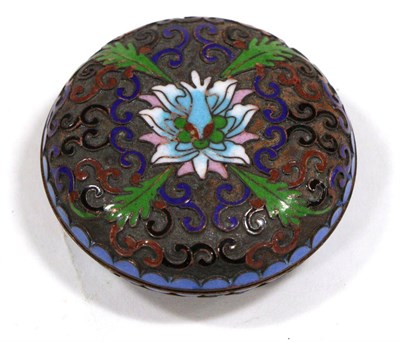 Lot 89 - A Chinese Cloisonné Box and Cover, Qing Dynasty, of circular form decorated with scrolls and...