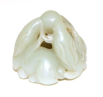 Lot 93 - A Chinese Jade Carving of Three Stylised Deer, 5cm