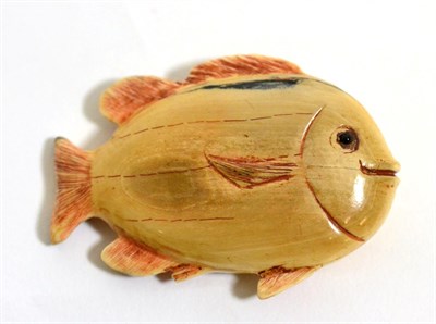 Lot 104 - A Japanese Ivory Netsuke, signed Tomoichi, Meiji period, as a flat fish, 5.5cm long