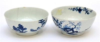 Lot 124 - A Worcester Porcelain Slop Bowl, circa 1758, painted in underglaze blue with the Prunus Root...