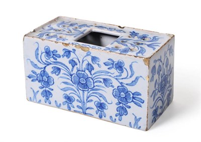 Lot 134 - An English Delft Flower Brick, mid 18th century, of rectangular form with large central...