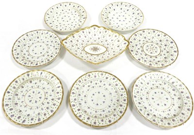 Lot 141 - A Derby Porcelain Part Dessert Service, circa 1800, painted with flower sprigs within gilt line...