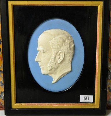 Lot 151 - A Wedgwood Jasperware Portrait Plaque, 19th century, modelled with a profile of a gentleman,...